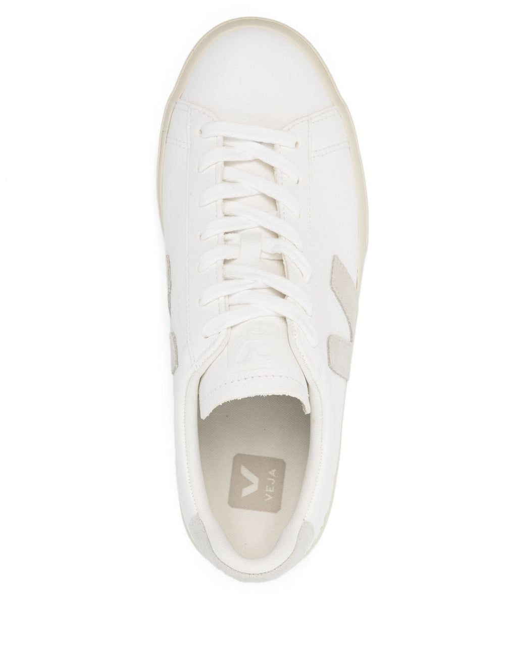Sneakers basse campo in bianco e beige 