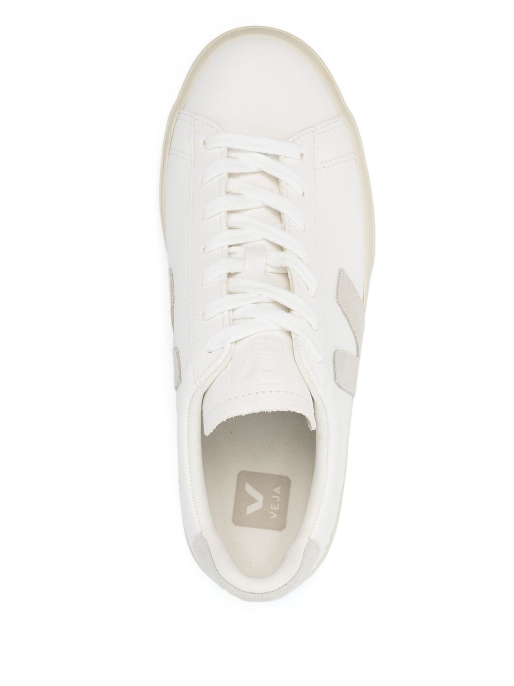 Sneakers basse campo in bianco e beige 