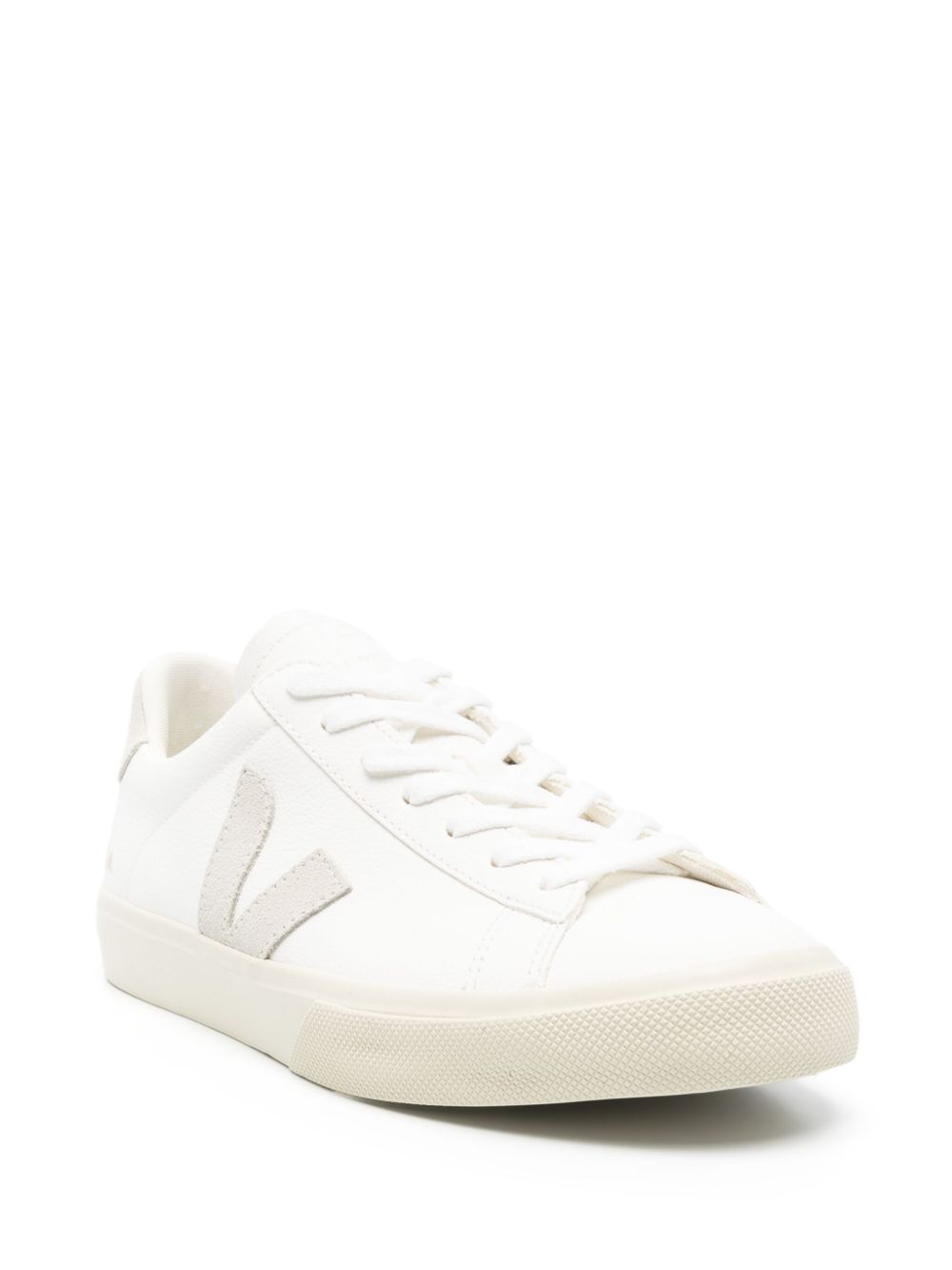 Sneakers basse campo in bianco e beige 