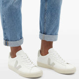 Sneakers basse campo in bianco e beige 