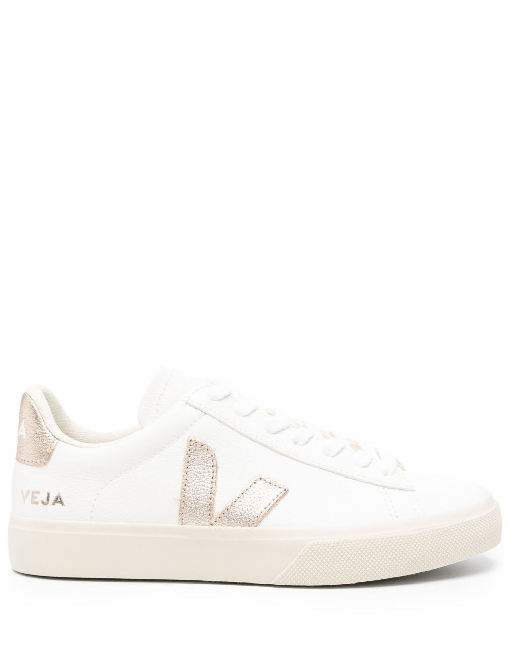 Sneakers basse campo in bianco e beige 