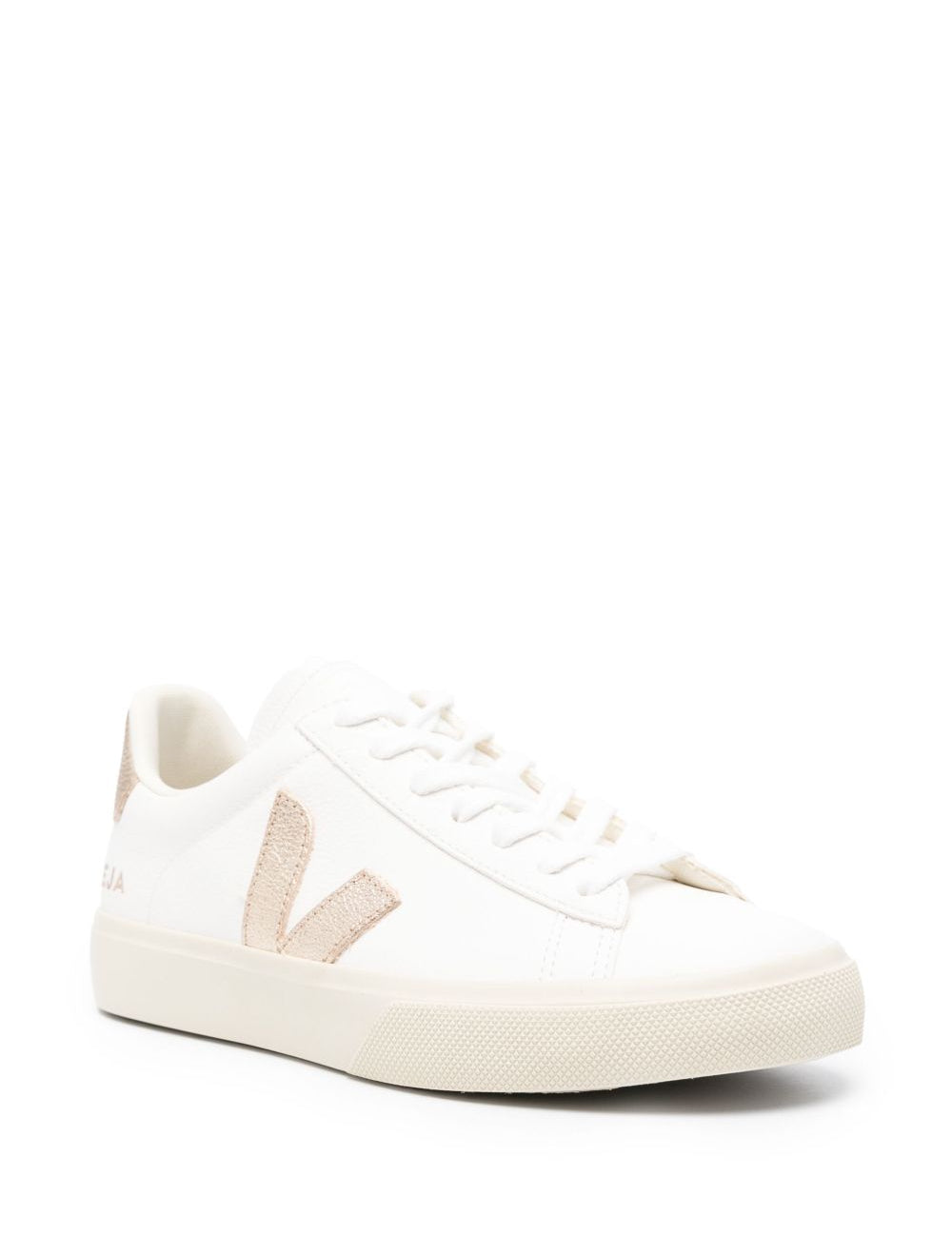Sneakers basse campo in bianco e beige 