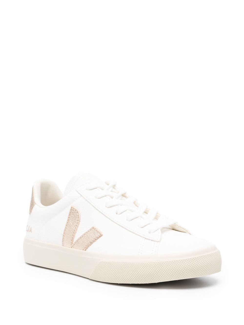 Sneakers basse campo in bianco e beige 