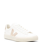Sneakers basse campo in bianco e beige 