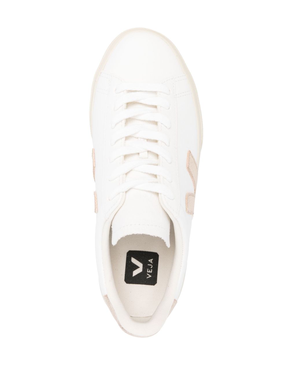 Sneakers basse campo in bianco e beige 