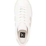 Sneakers basse campo in bianco e beige 