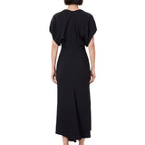 Abito midi Edith con scollo a V in nero 