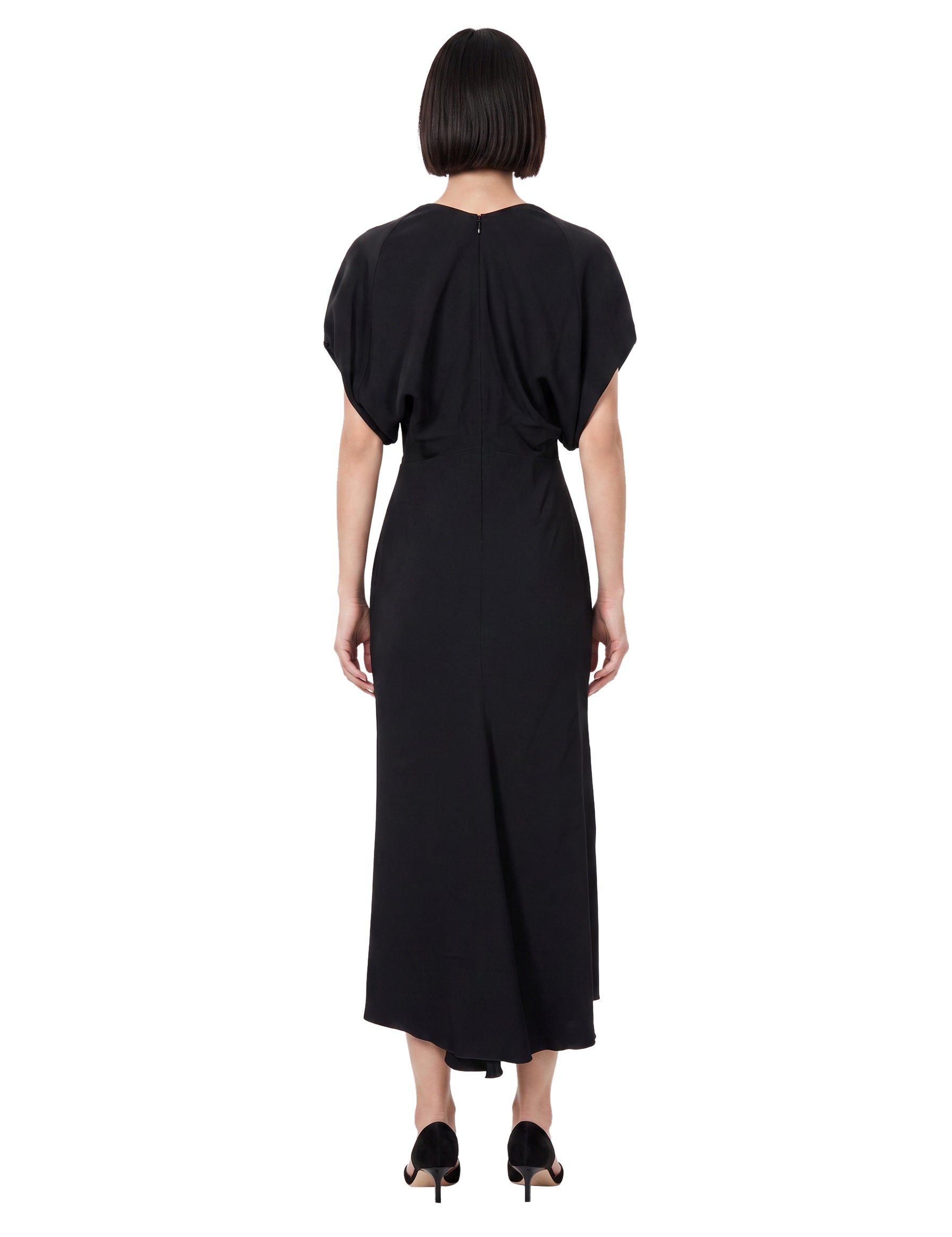 Abito midi Edith con scollo a V in nero 
