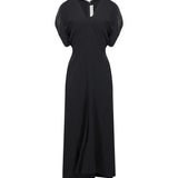 Abito midi Edith con scollo a V in nero 