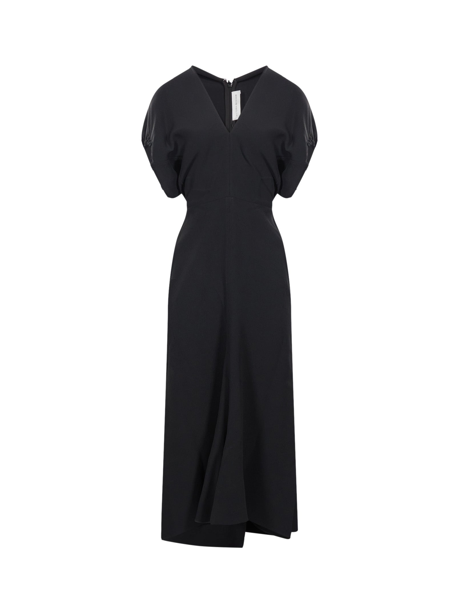 Abito midi Edith con scollo a V in nero 