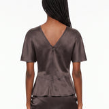 Top con finitura satinata Bela in marrone 