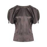 Top con finitura satinata Bela in marrone 