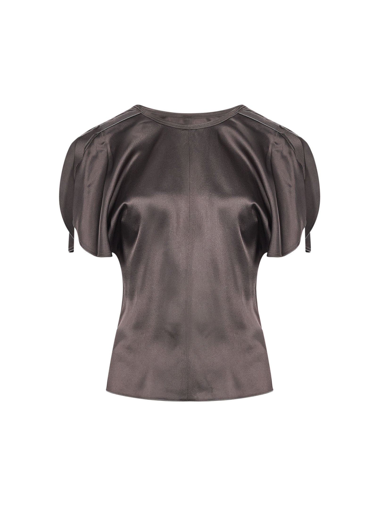 Top con finitura satinata Bela in marrone 