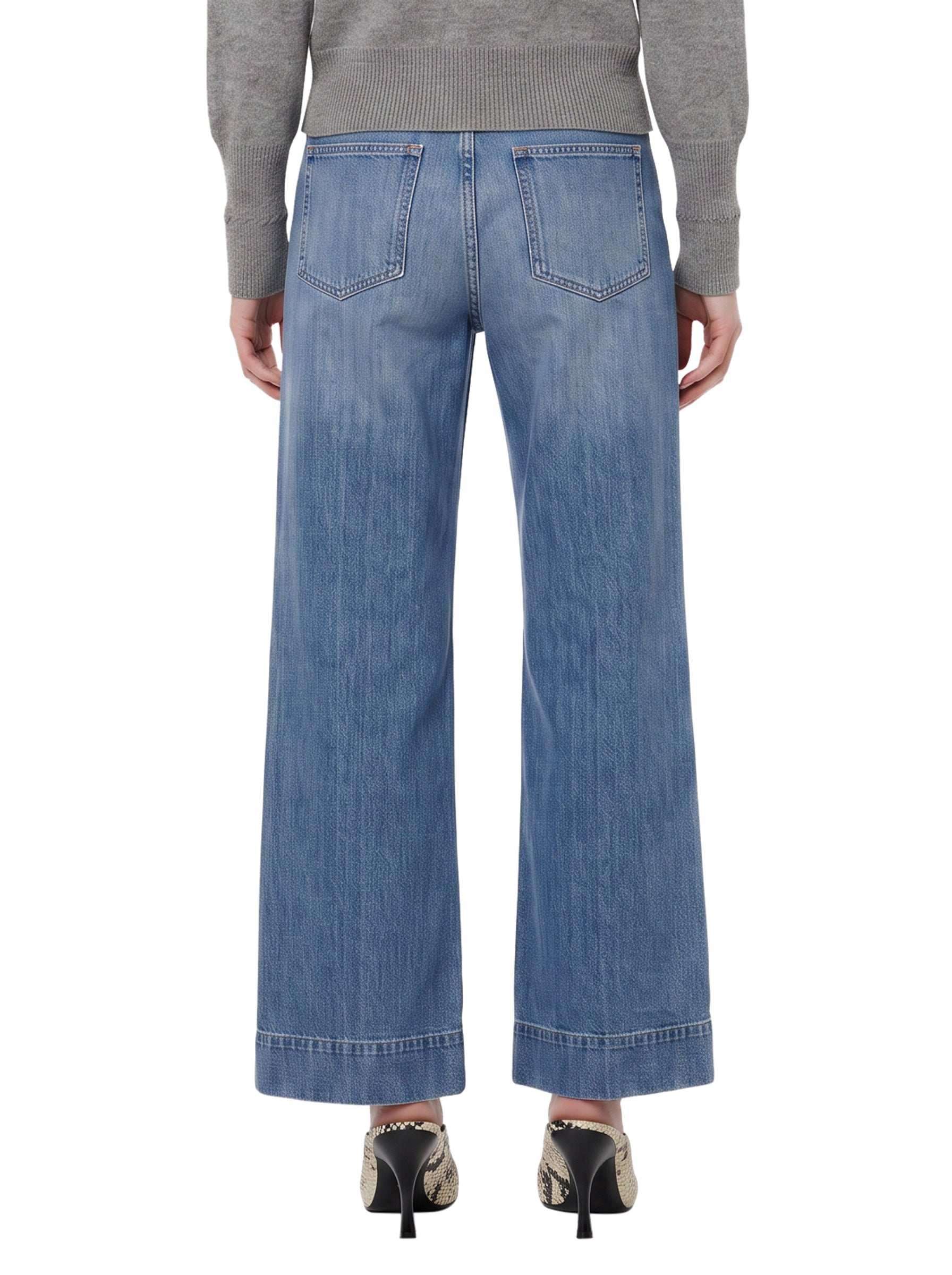 Jeans a vita alta con tasche Alina in blu 
