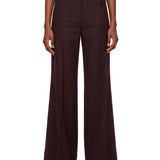 Pantaloni Alina in lana vergine flared in bordeaux 