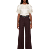 Pantaloni Alina in lana vergine flared in bordeaux 