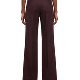 Pantaloni Alina in lana vergine flared in bordeaux 