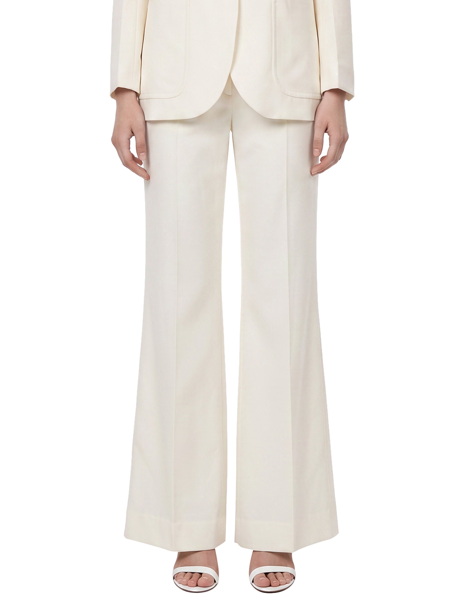 Pantaloni a gamba svasata Alina in bianco 