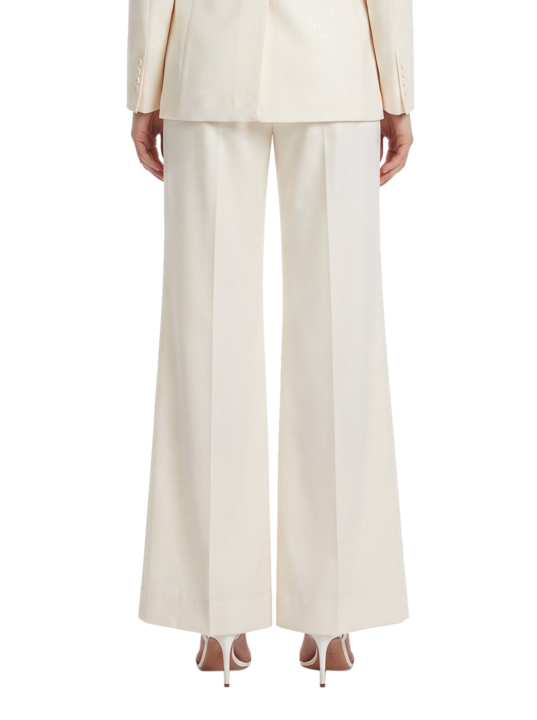 Pantaloni a gamba svasata Alina in bianco 