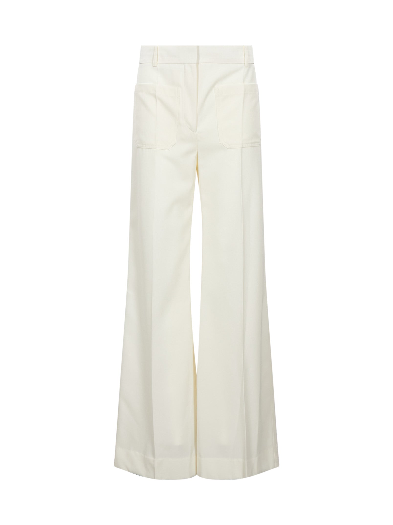 Pantaloni a gamba svasata Alina in bianco 