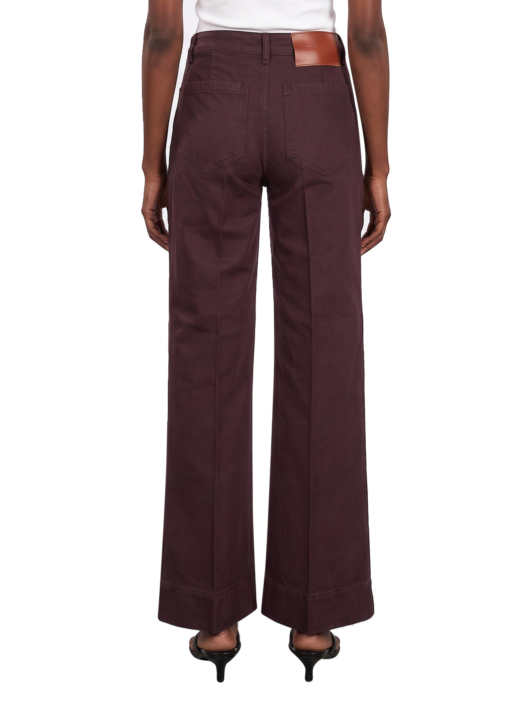 Jeans a gamba larga Alina in bordeaux 