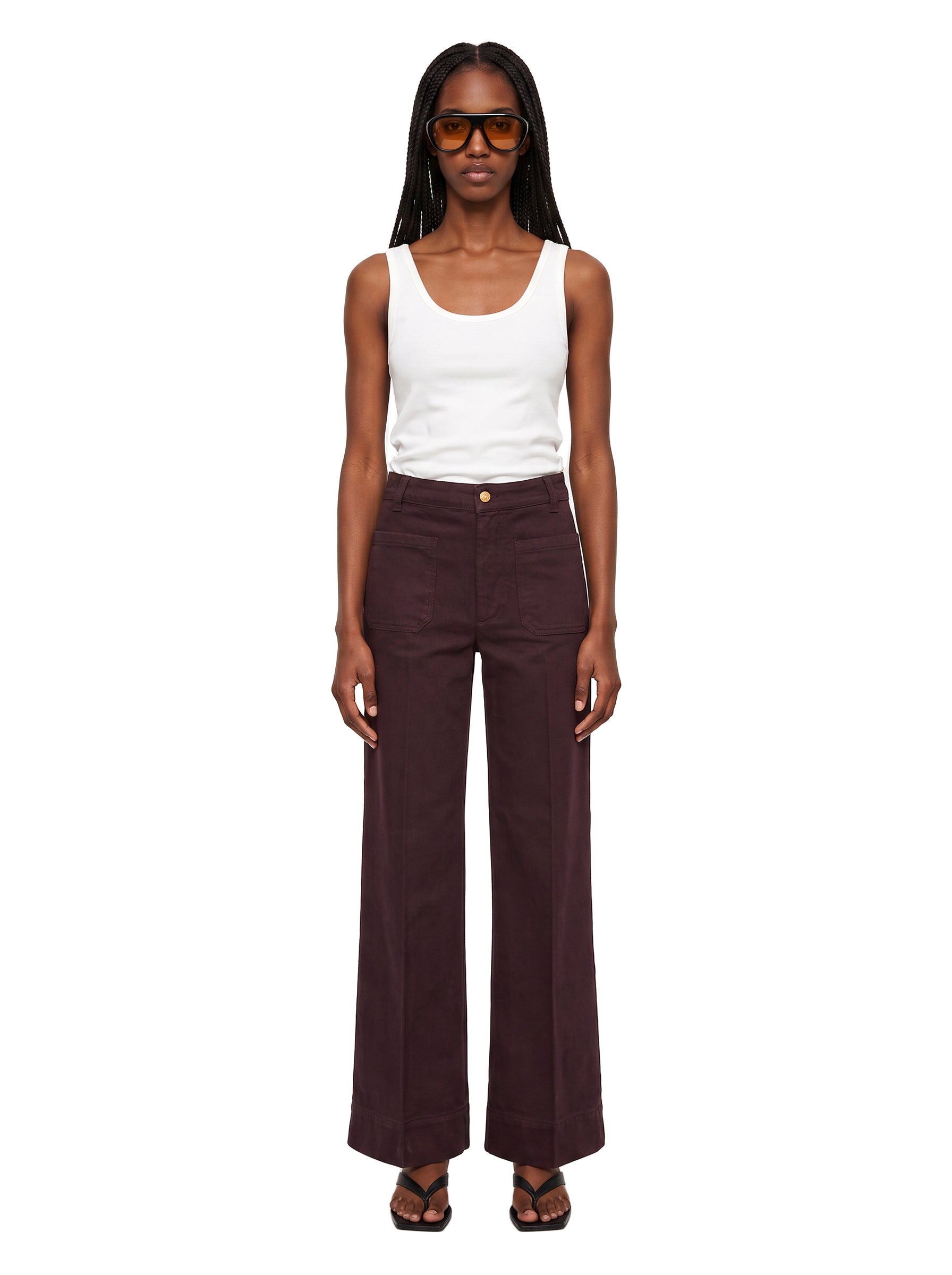 Jeans a gamba larga Alina in bordeaux 