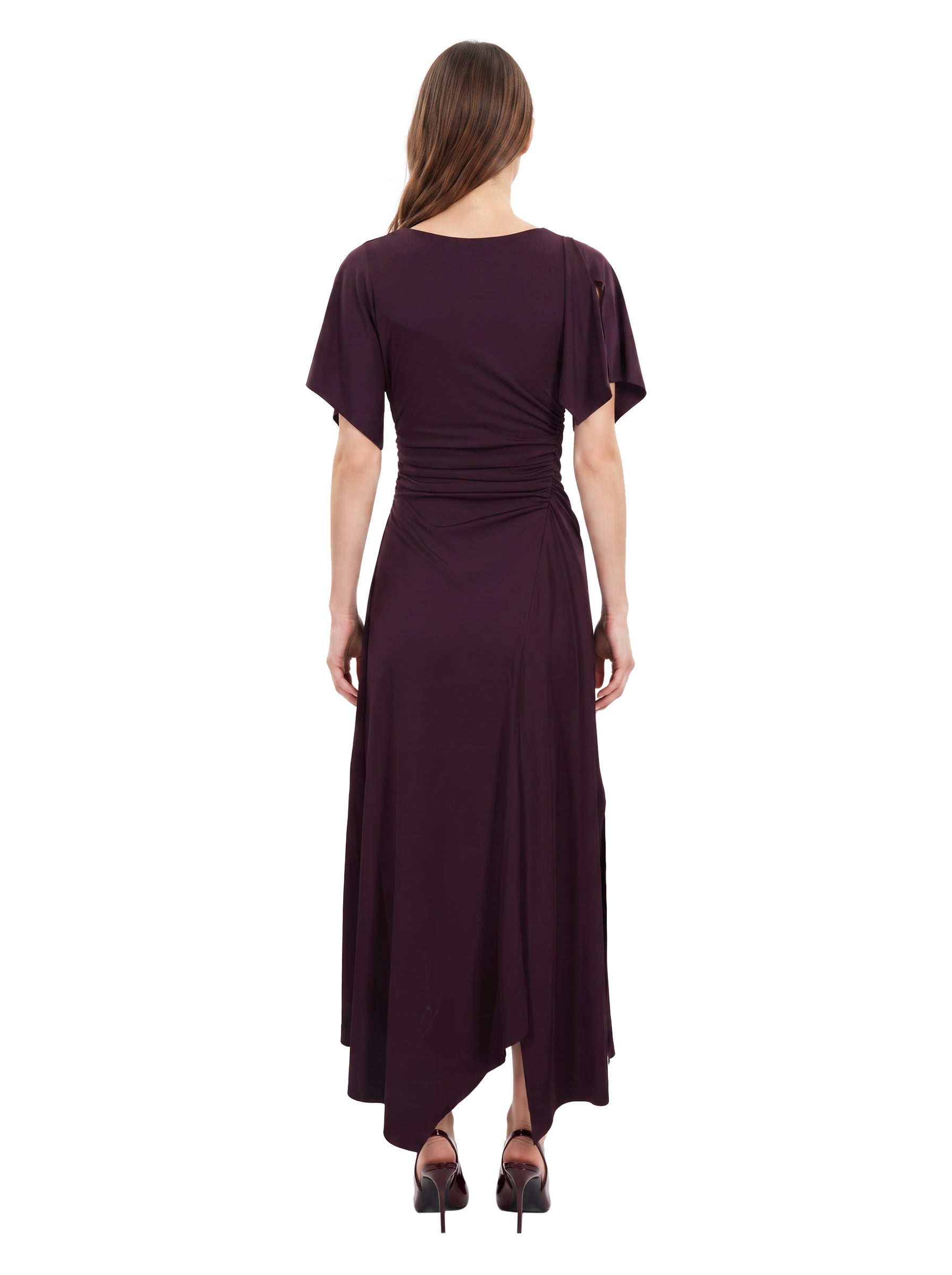 Abito midi con dettaglio drappeggiato in bordeaux 