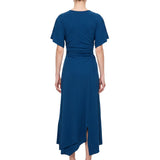 Abito midi con dettaglio drappeggiato in blu 