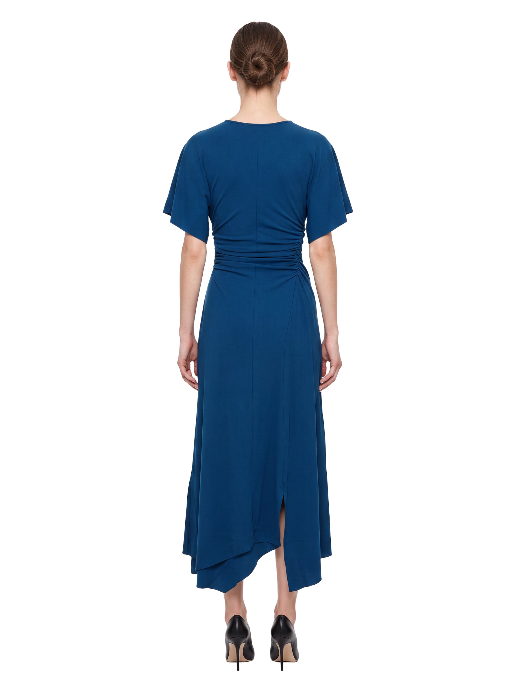 Abito midi con dettaglio drappeggiato in blu 