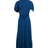Abito midi con dettaglio drappeggiato in blu 