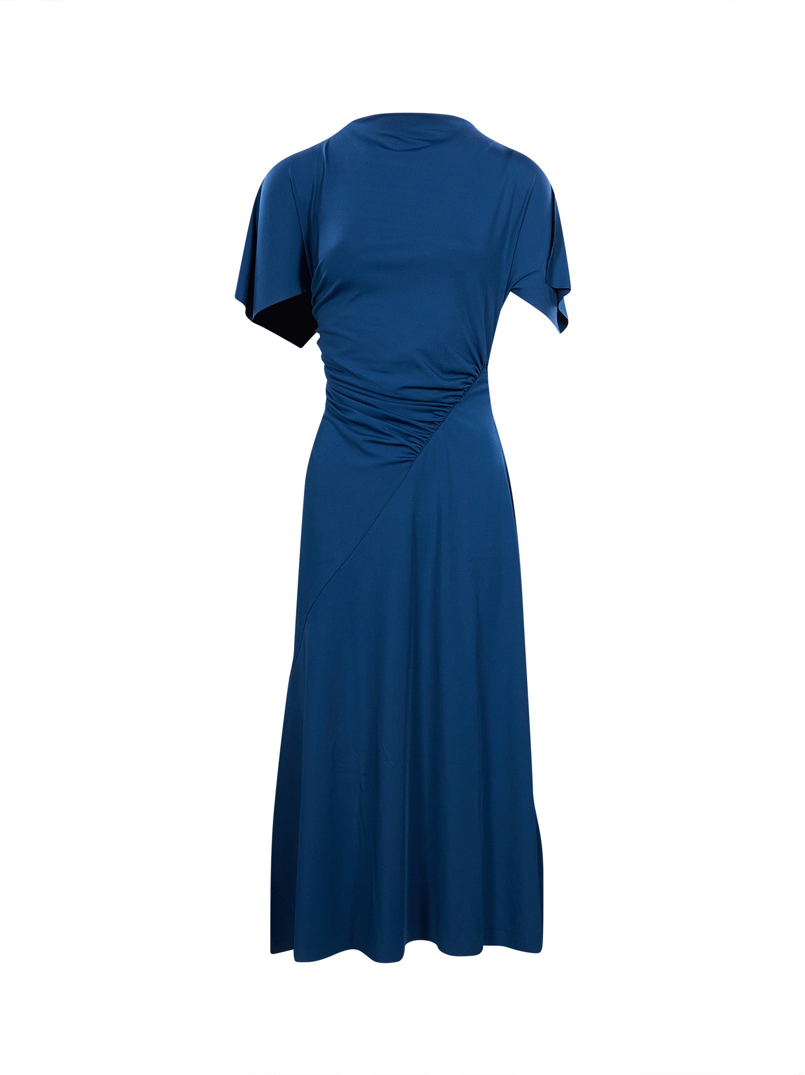 Abito midi con dettaglio drappeggiato in blu 