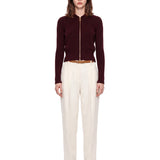 Maglione a coste con zip in bordeaux 