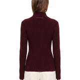 Maglione in lana e cashmere a coste in bordeaux 