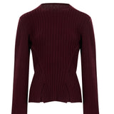Maglione in lana e cashmere a coste in bordeaux 