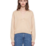 Maglione con colletto stile polo in misto lana in beige 