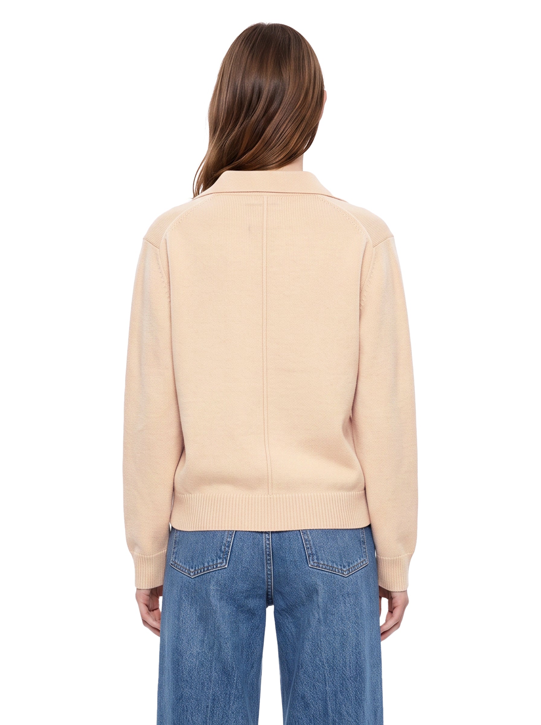 Maglione con colletto stile polo in misto lana in beige 