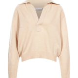 Maglione con colletto stile polo in misto lana in beige 