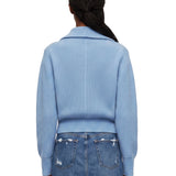 Maglione con colletto stile polo in misto lana in celeste 