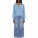 Maglione con colletto stile polo in misto lana in celeste 