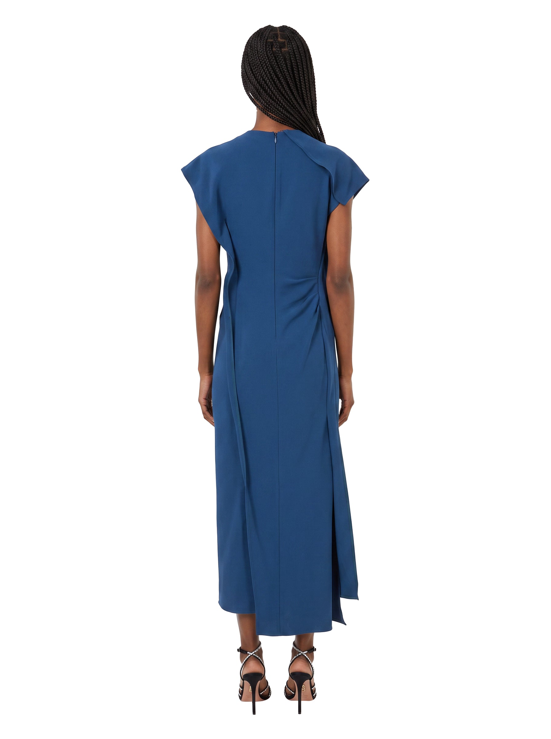 Abito midi drapeggiato Victoria in blu 