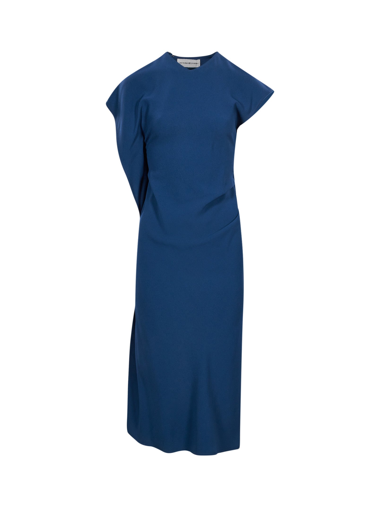 Abito midi drapeggiato Victoria in blu 