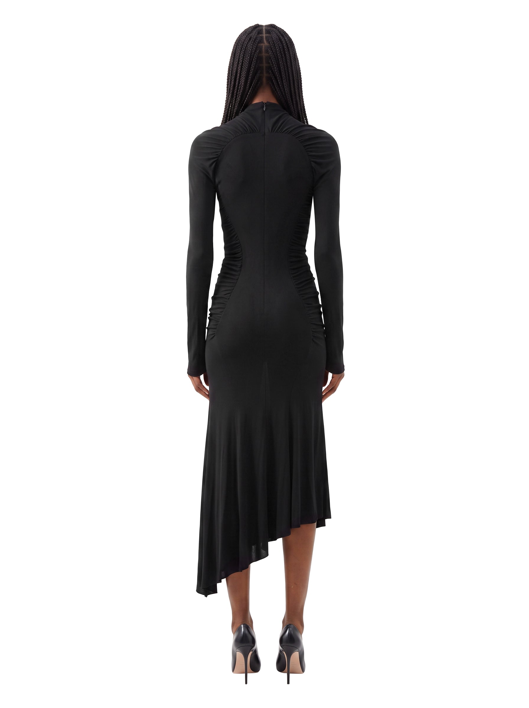 Abito midi con collo alto in nero 