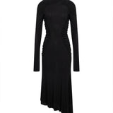Abito midi con collo alto in nero 