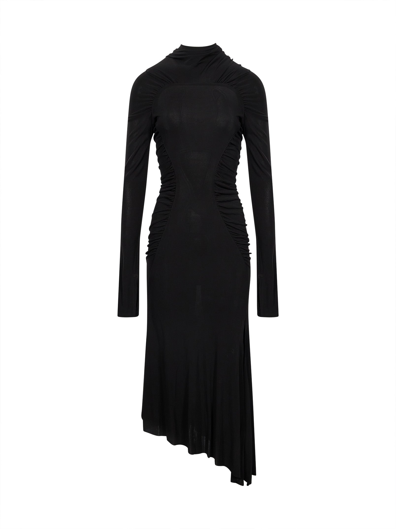 Abito midi con collo alto in nero 