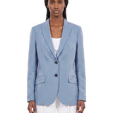 Blazer monopetto in viscosa in celeste 