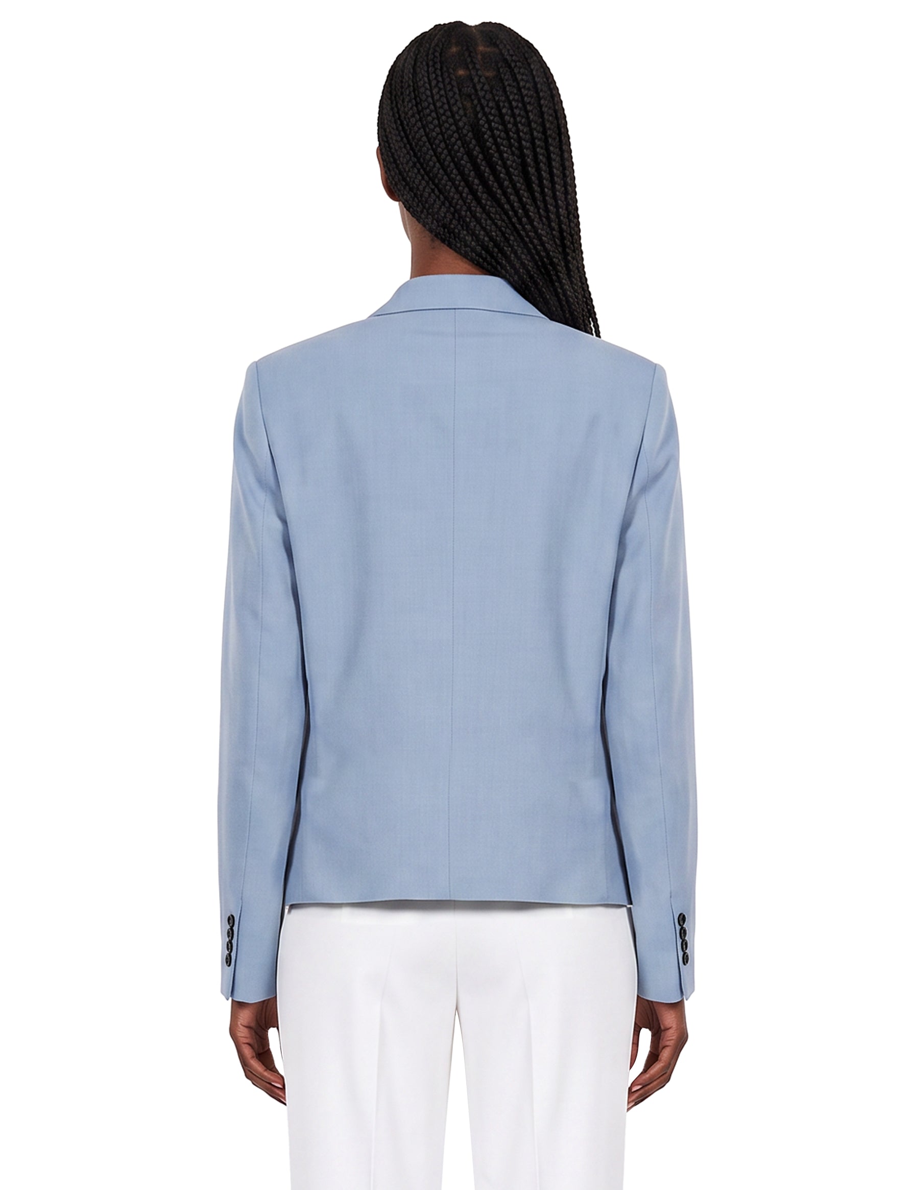 Blazer monopetto in viscosa in celeste 