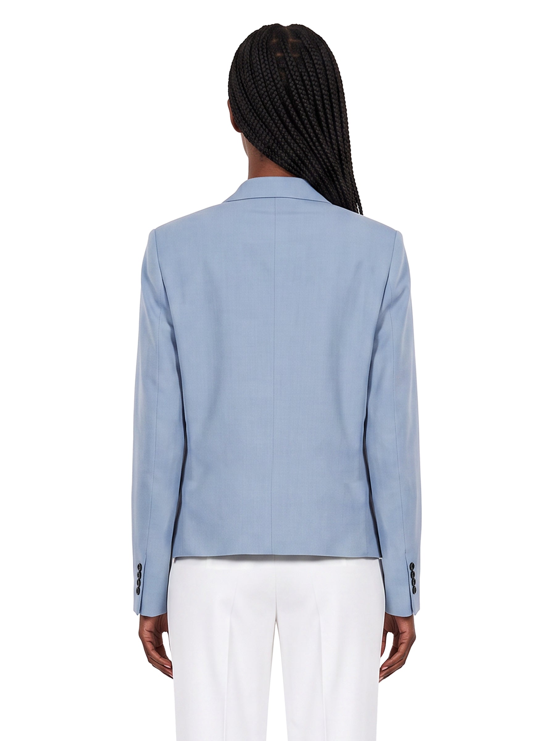 Blazer monopetto in viscosa in celeste 
