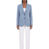Blazer monopetto in viscosa in celeste 
