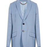 Blazer monopetto in viscosa in celeste 