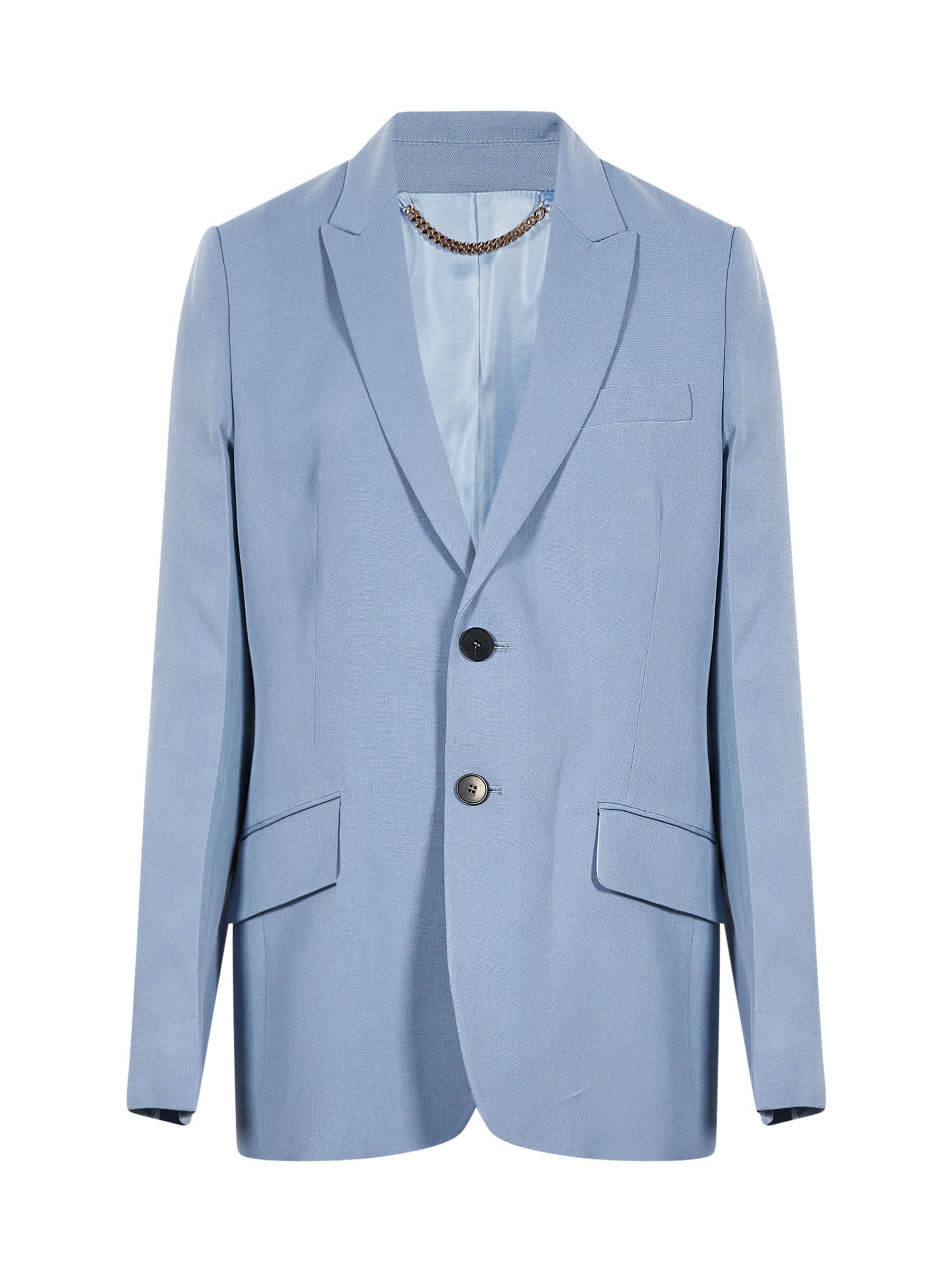 Blazer monopetto in viscosa in celeste 